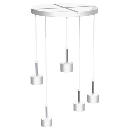 Lampadario a sospensione con filo ARENA 5xGX53/11W/230V bianco/cromo lucido
