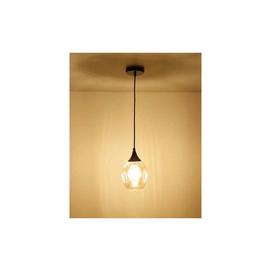 Lampadario a sospensione con filo ASPA 1xE27/40W/230V nero