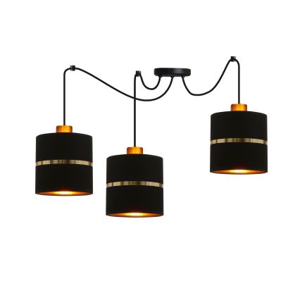 Lampadario a sospensione con filo ASSAM 3xE27/60W/230V nero
