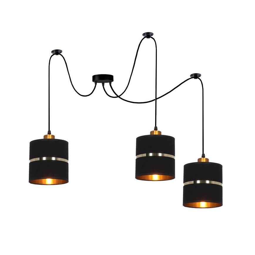 Lampadario a sospensione con filo ASSAM 3xE27/60W/230V nero