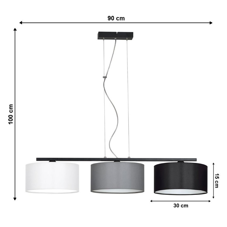 Lampadario a sospensione con filo ASTRA 3xE27/60W/230V