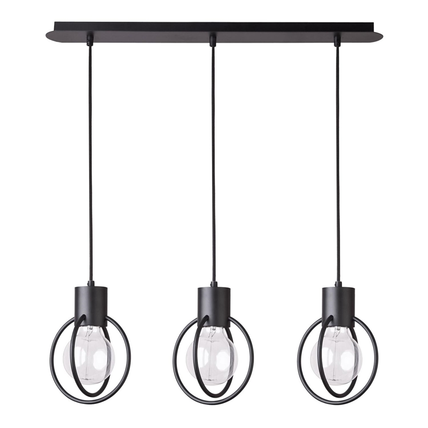 Lampadario a sospensione con filo AURA 3xE27/60W/230V nero