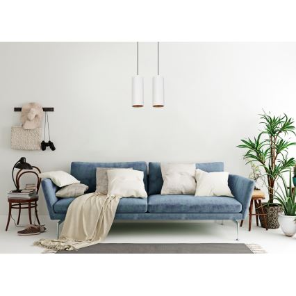 Lampadario a sospensione con filo AVALO 2xE27/60W/230V bianco