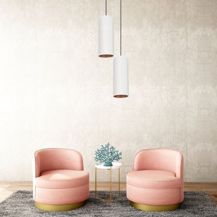 Lampadario a sospensione con filo AVALO 2xE27/60W/230V diametro 20 cm bianco