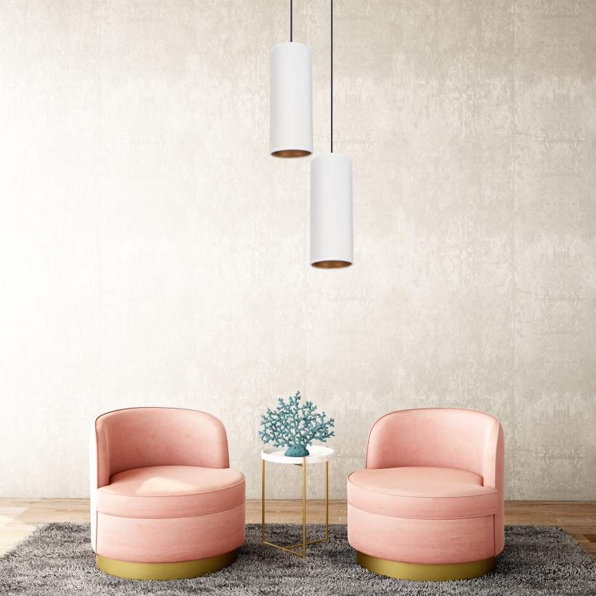 Lampadario a sospensione con filo AVALO 2xE27/60W/230V diametro 20 cm bianco