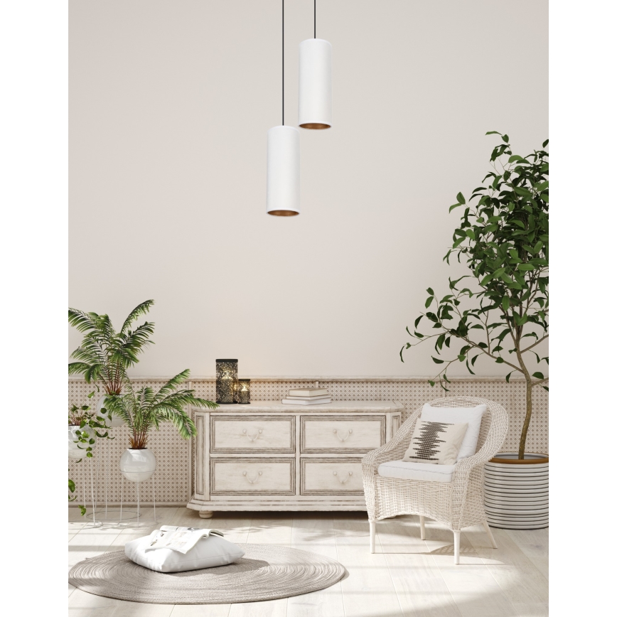 Lampadario a sospensione con filo AVALO 2xE27/60W/230V diametro 20 cm bianco