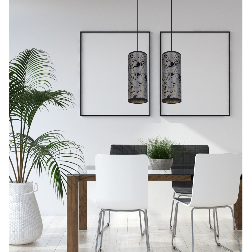 Lampadario a sospensione con filo AVALO 2xE27/60W/230V grigio/nero
