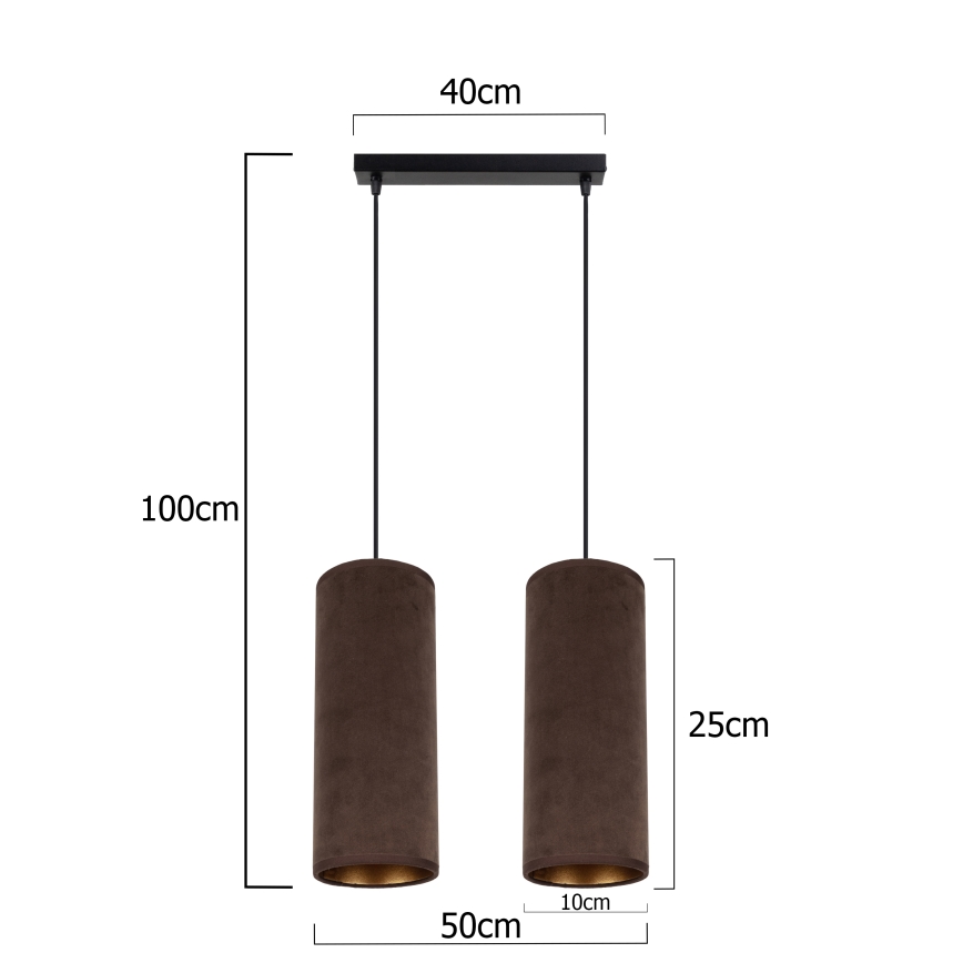 Lampadario a sospensione con filo AVALO 2xE27/60W/230V marrone