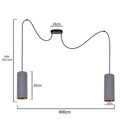 Lampadario a sospensione con filo AVALO 2xE27/60W/230V ragno grigio
