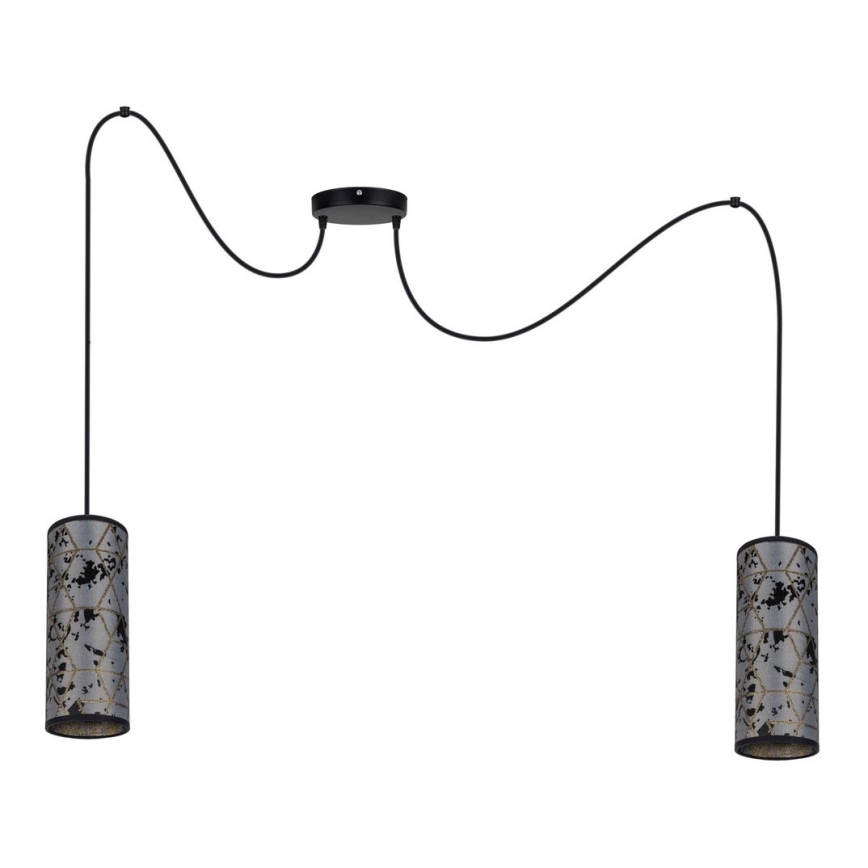 Lampadario a sospensione con filo AVALO 2xE27/60W/230V ragno grigio/nero