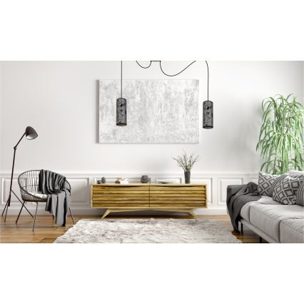 Lampadario a sospensione con filo AVALO 2xE27/60W/230V ragno grigio/nero