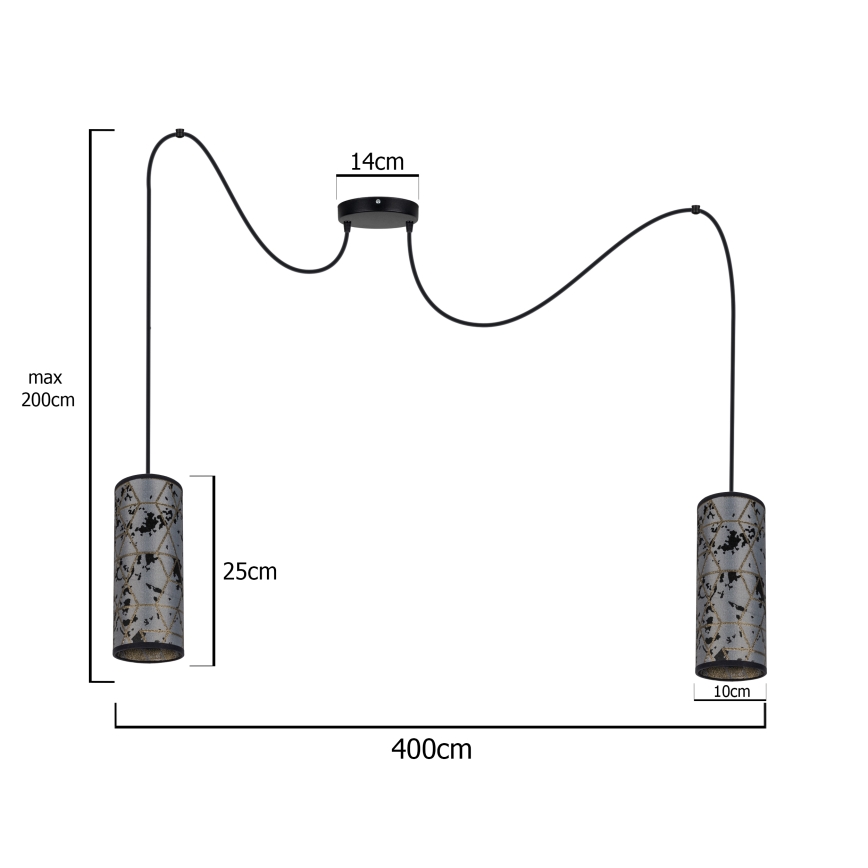 Lampadario a sospensione con filo AVALO 2xE27/60W/230V ragno grigio/nero