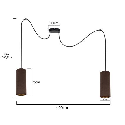 Lampadario a sospensione con filo AVALO 2xE27/60W/230V ragno marrone/rame