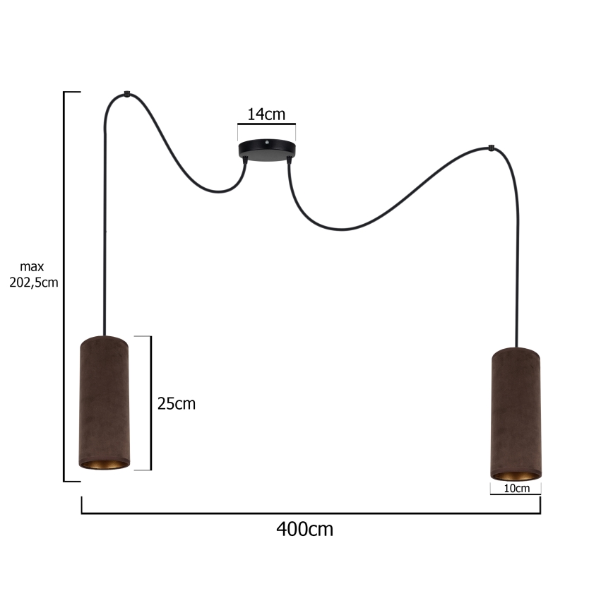 Lampadario a sospensione con filo AVALO 2xE27/60W/230V ragno marrone/rame