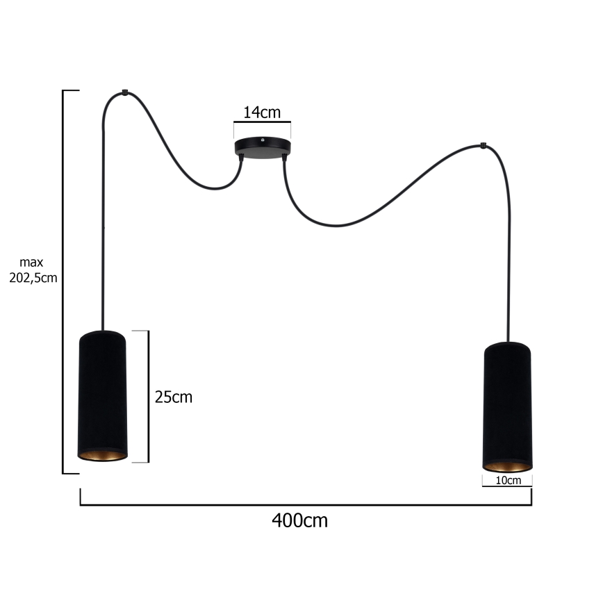 Lampadario a sospensione con filo AVALO 2xE27/60W/230V ragno nero