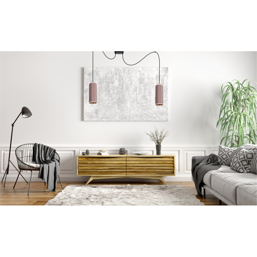 Lampadario a sospensione con filo AVALO 2xE27/60W/230V ragno rosa/rame