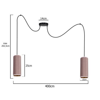 Lampadario a sospensione con filo AVALO 2xE27/60W/230V ragno rosa/rame