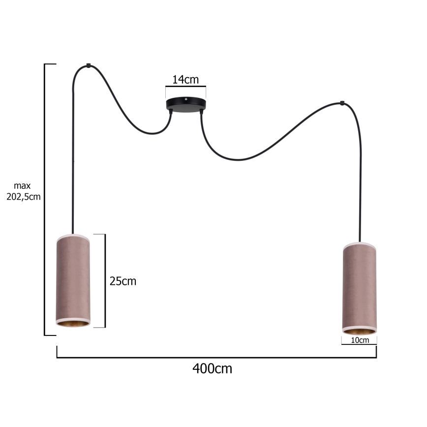 Lampadario a sospensione con filo AVALO 2xE27/60W/230V ragno rosa/rame