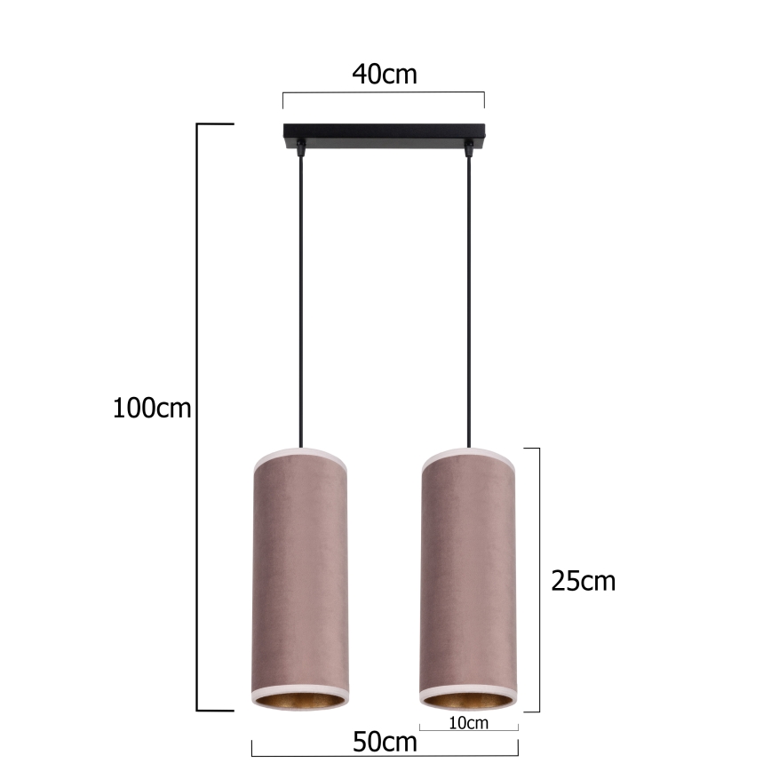 Lampadario a sospensione con filo AVALO 2xE27/60W/230V rosa