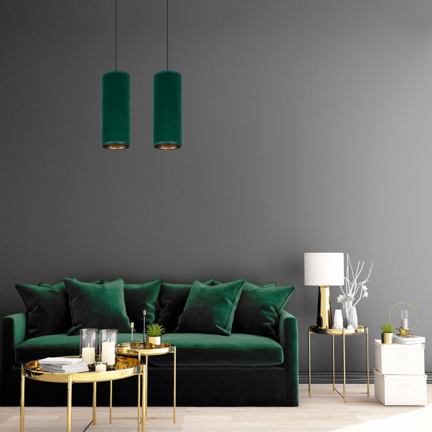 Lampadario a sospensione con filo AVALO 2xE27/60W/230V verde