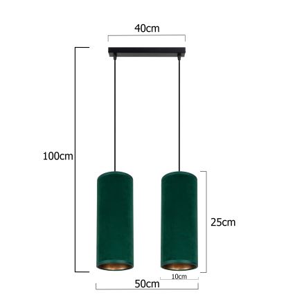 Lampadario a sospensione con filo AVALO 2xE27/60W/230V verde