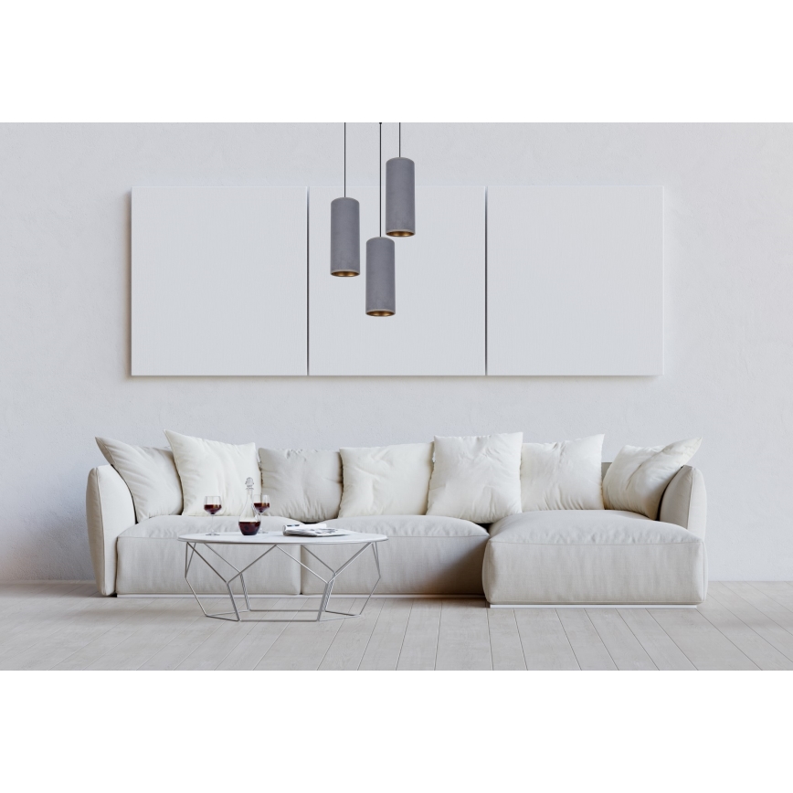 Lampadario a sospensione con filo AVALO 3xE27/60W/230V diametro 35 cm grigio