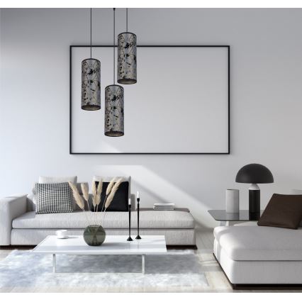 Lampadario a sospensione con filo AVALO 3xE27/60W/230V diametro 35 cm grigio/nero