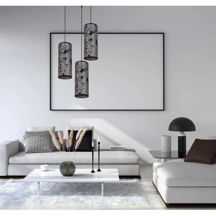 Lampadario a sospensione con filo AVALO 3xE27/60W/230V diametro 35 cm grigio/nero