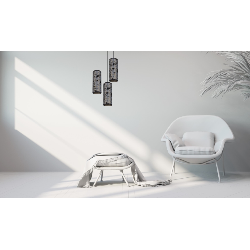 Lampadario a sospensione con filo AVALO 3xE27/60W/230V diametro 35 cm grigio/nero
