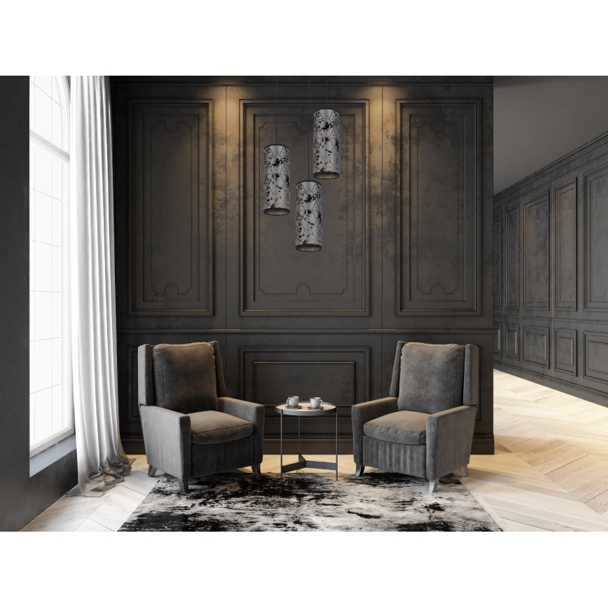 Lampadario a sospensione con filo AVALO 3xE27/60W/230V diametro 35 cm grigio/nero