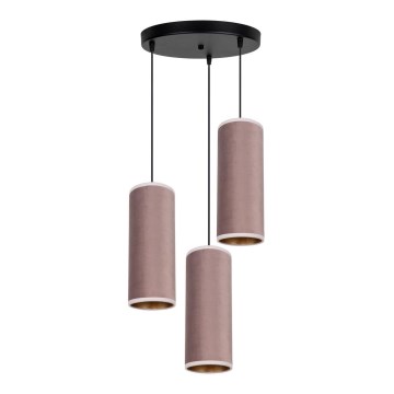 Lampadario a sospensione con filo AVALO 3xE27/60W/230V diametro 35 cm rosa