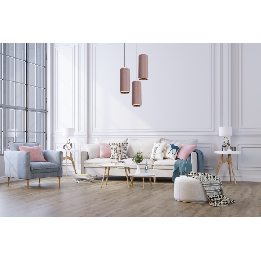 Lampadario a sospensione con filo AVALO 3xE27/60W/230V diametro 35 cm rosa