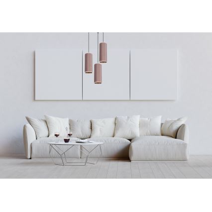 Lampadario a sospensione con filo AVALO 3xE27/60W/230V diametro 35 cm rosa