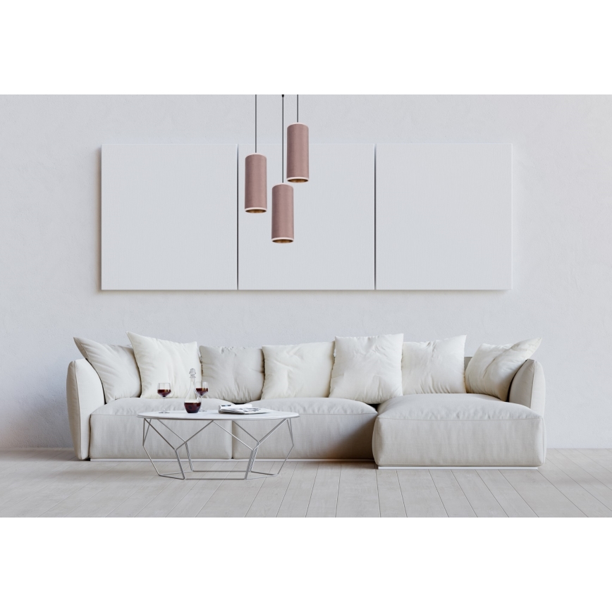Lampadario a sospensione con filo AVALO 3xE27/60W/230V diametro 35 cm rosa