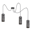 Lampadario a sospensione con filo AVALO 3xE27/60W/230V ragno grigio/nero