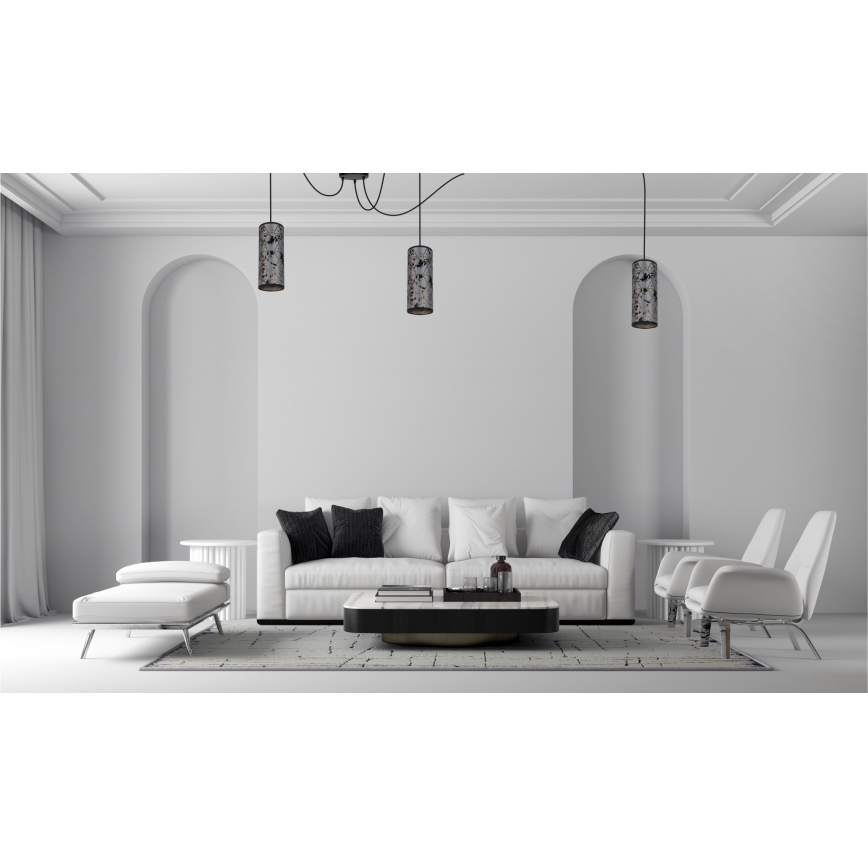 Lampadario a sospensione con filo AVALO 3xE27/60W/230V ragno grigio/nero