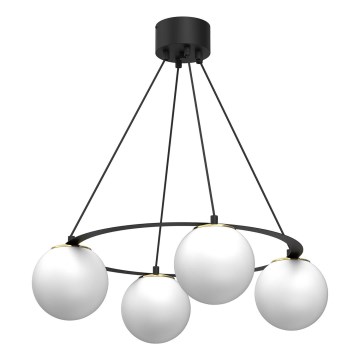 Lampadario a sospensione con filo BALLO 4xE27/15W/230V nero/bianco