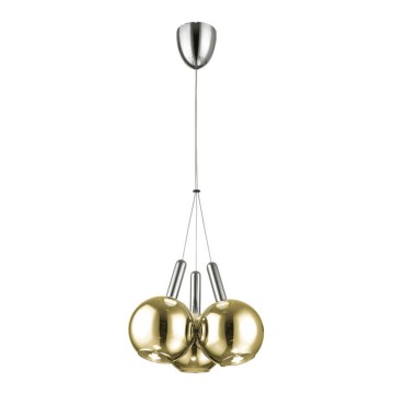 Lampadario a sospensione con filo BALLS 3xLED/5W230V oro/cromo opaco