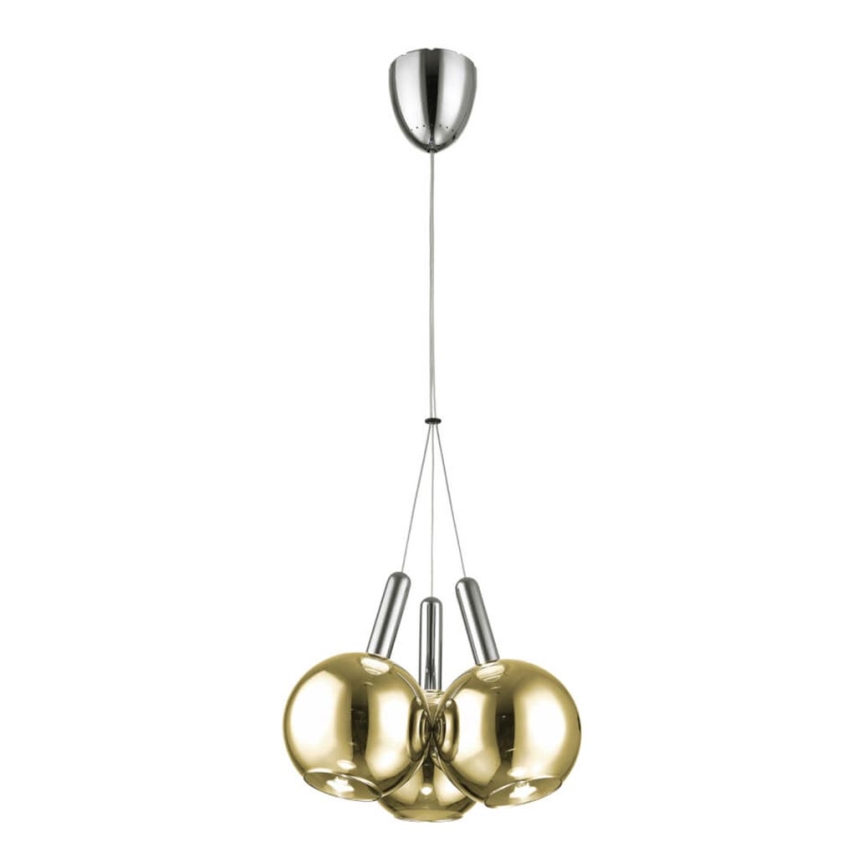 Lampadario a sospensione con filo BALLS 3xLED/5W230V oro/cromo opaco