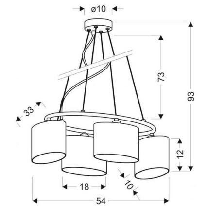Lampadario a sospensione con filo BAN 4xE14/40W/230V
