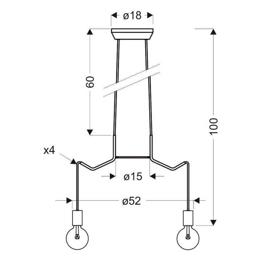 Lampadario a sospensione con filo BASSO 4xE27/40W/230V bianco