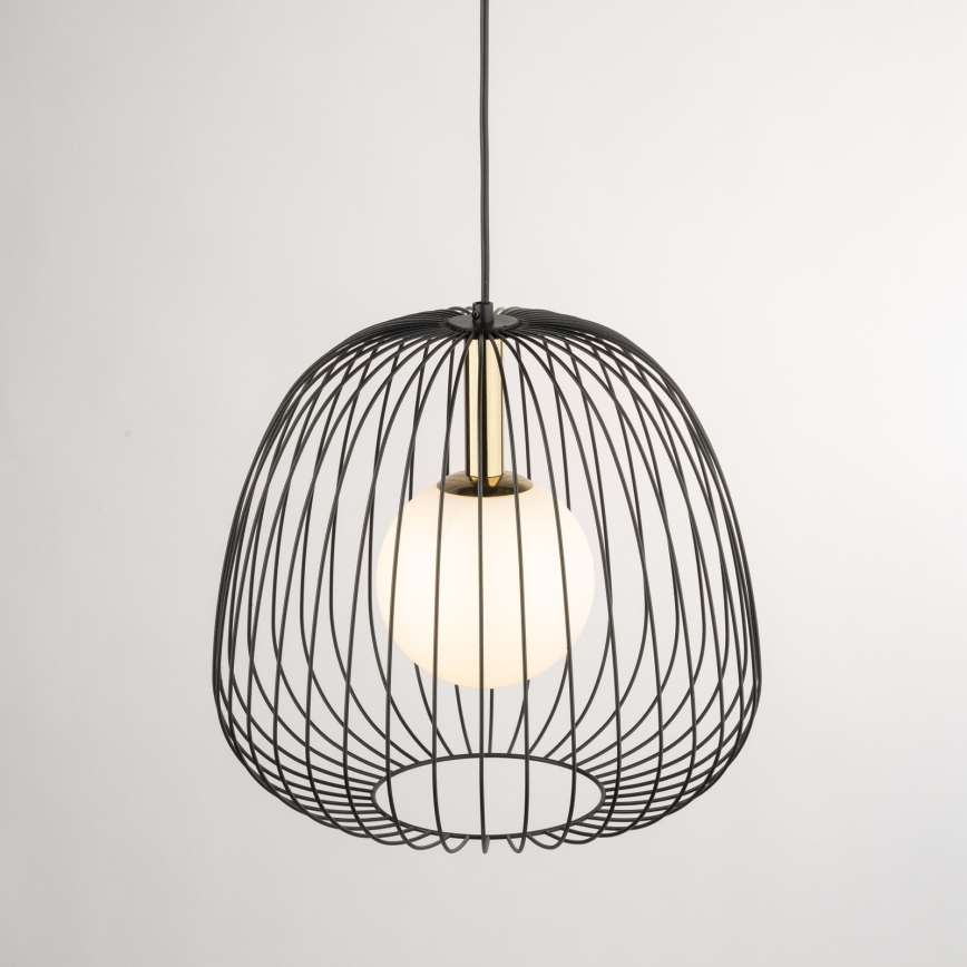 Lampadario a sospensione con filo BELL 1xG9/12W/230V diametro 33 cm nero/oro