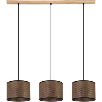 Lampadario a sospensione con filo BENITA 3xE27/40W/230V marrone/quercia