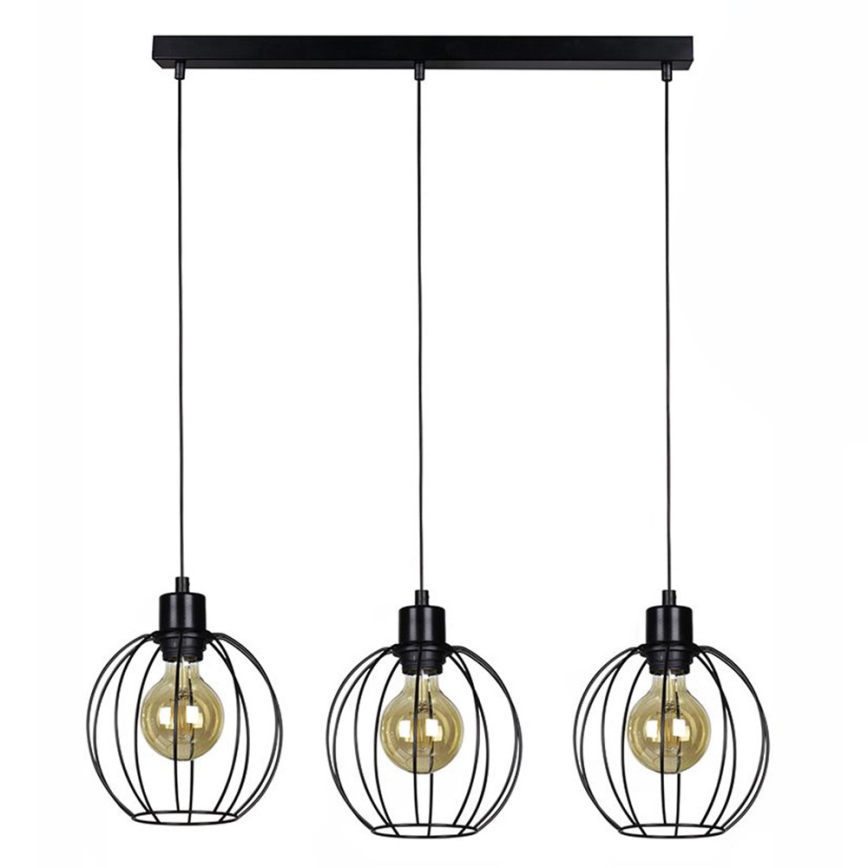 Lampadario a sospensione con filo BERIS 3xE27/60W/230V quercia