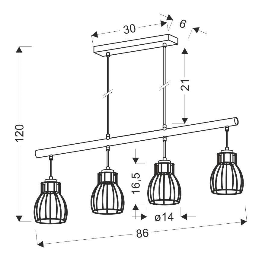 Lampadario a sospensione con filo BERNITA 4xE27/60W/230V