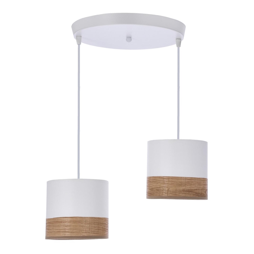 Lampadario a sospensione con filo BIANCO 2xE27/40W/230V bianco/marrone