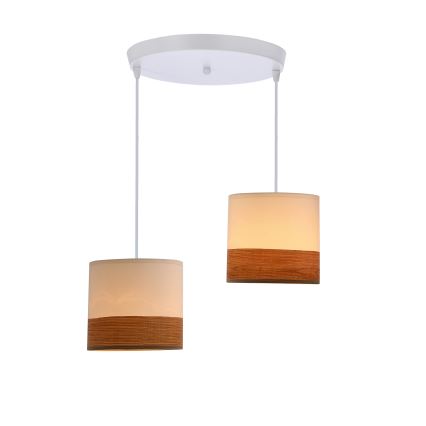 Lampadario a sospensione con filo BIANCO 2xE27/40W/230V bianco/marrone