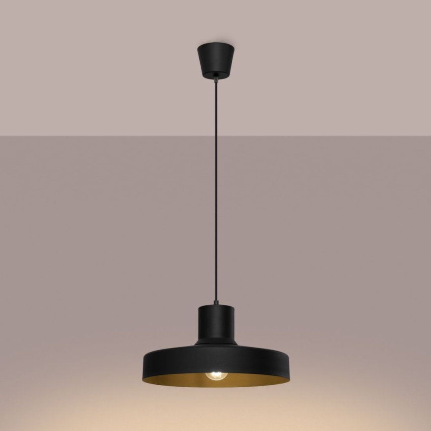 Lampadario a sospensione con filo BILO 1xE27/15W/230V diametro 35 cm nero