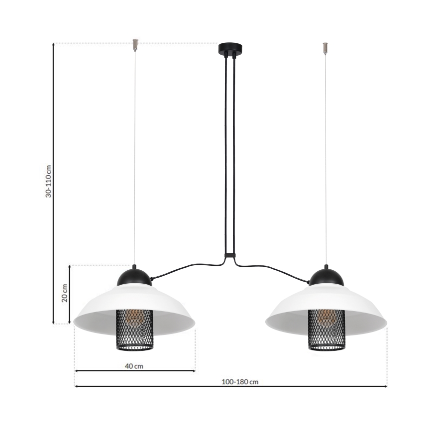 Lampadario a sospensione con filo BJORN 2xE27/60W/230V