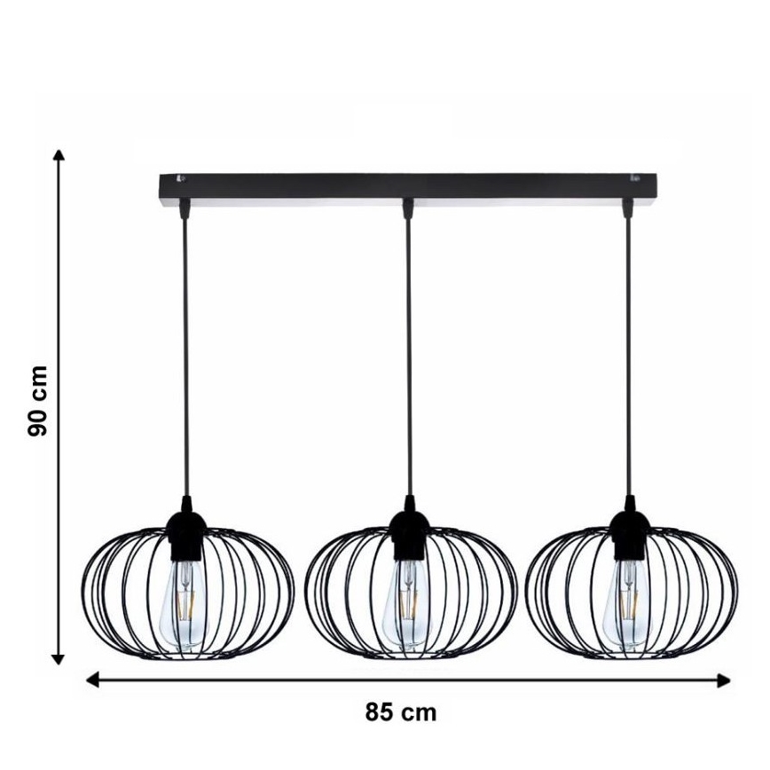 Lampadario a sospensione con filo BOCCA 3xE27/60W/230V